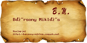Bársony Miklós névjegykártya