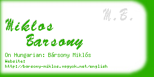 miklos barsony business card